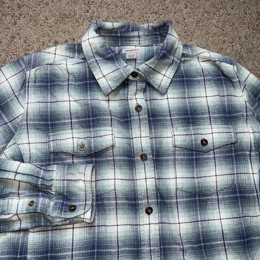 Carhartt‎ Plaid Flannel Long Sleeve Button Up Size L 12/14